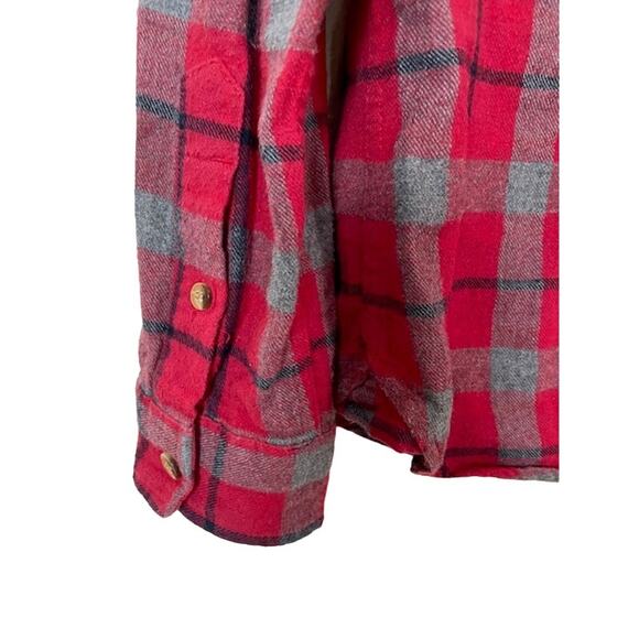 Madewell x Penfield Classic Slim Flannel warm cozy layers red plaid gray black 2 - Picture 9 of 11